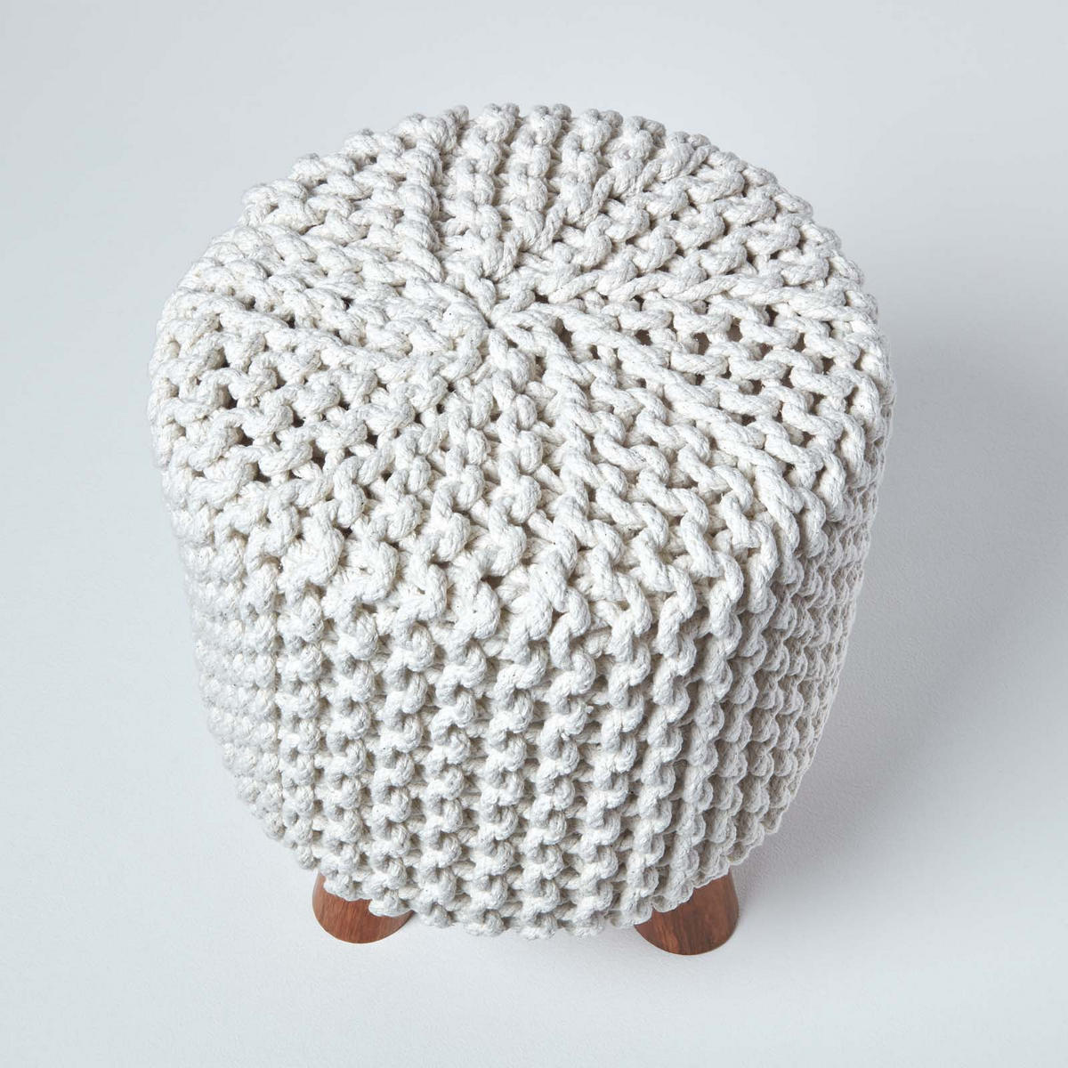 STRICK-HOCKER natur, Dreibein 32/32/42 cm - Naturfarben, Textil (32/42/32cm) - Homescapes