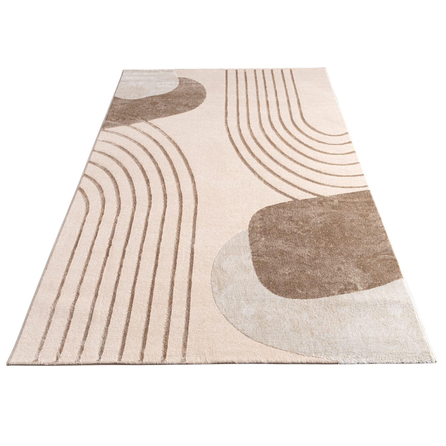 TEPPICH Kurzflor Abstrakt Wohnzimmer schmutzabweisend Beige Rechteckig 120x160 - Beige, Textil (120/160cm) - KADIMA DESIGN