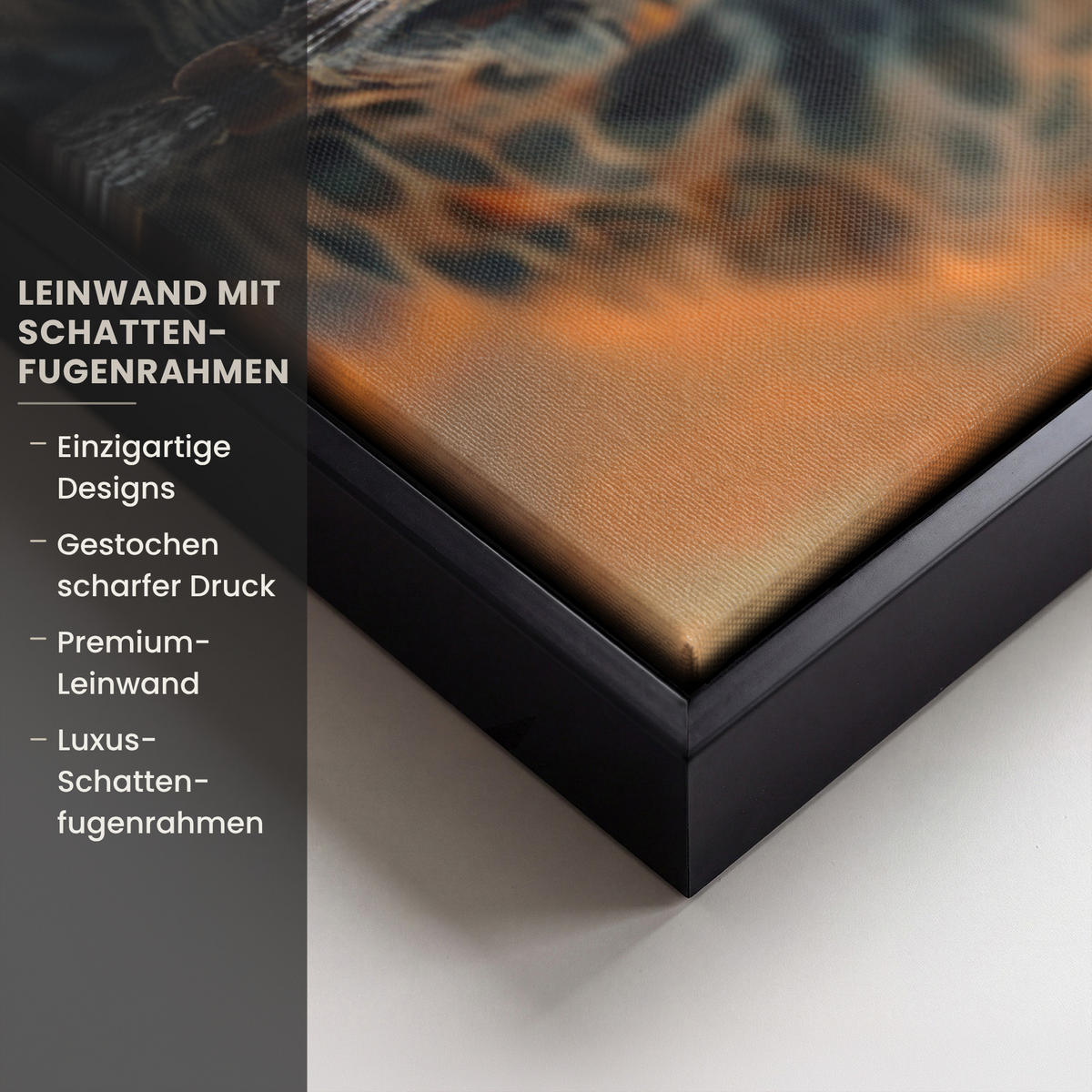 LEINWAND Bilder mit Rahmen - Natur - Leopard - Tier - Sonnenuntergang - Modern - 100x70 - Orange, Textil (100/70cm) - MuchoWow