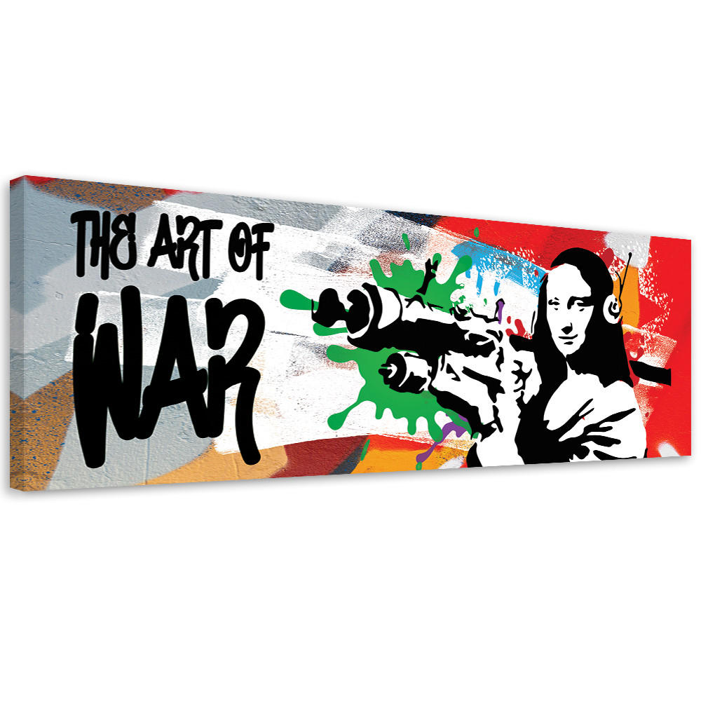 WANDBILD banksy mona lisa und die panzerfaust - Multicolor, Textil (90/30cm) - Feeby