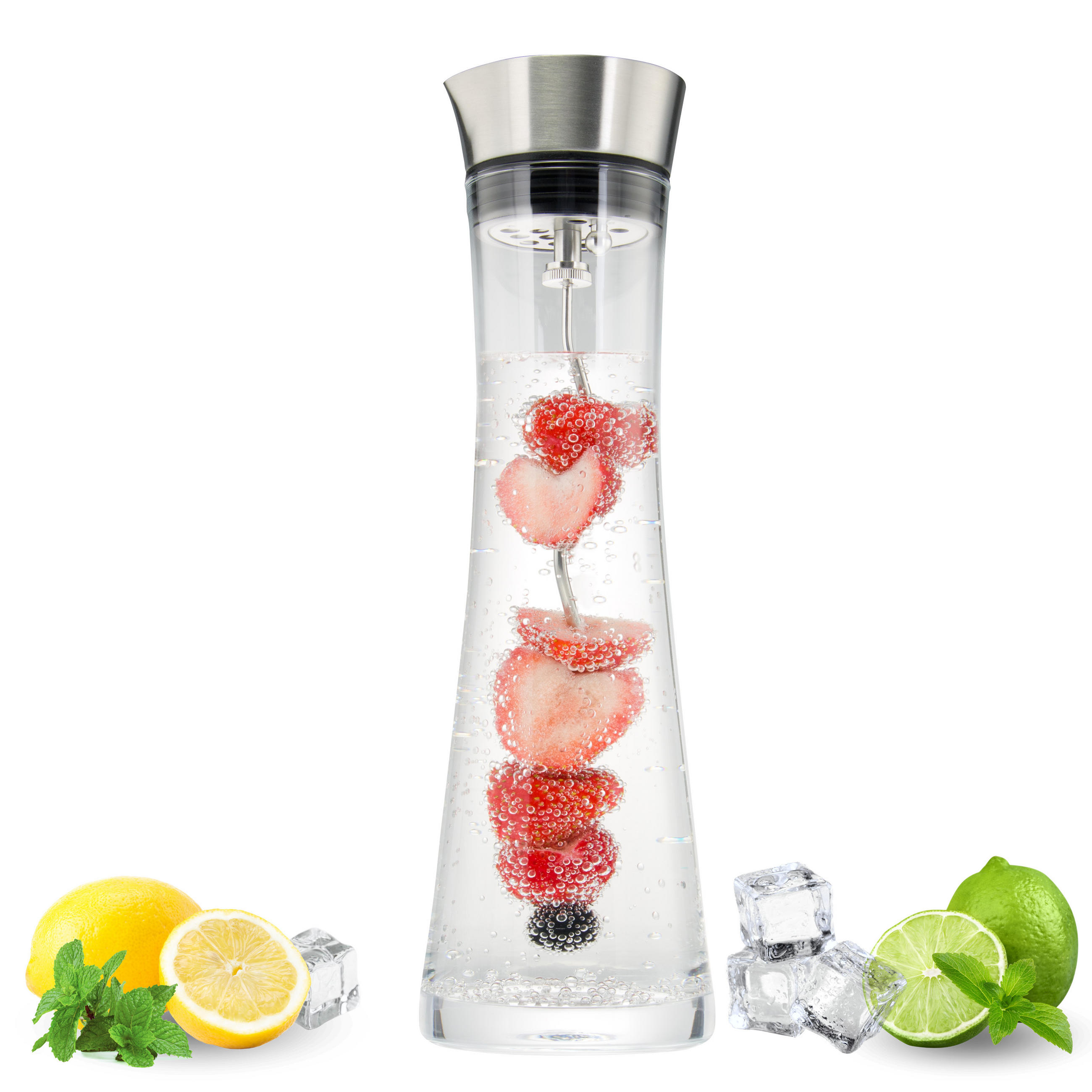 GLASKARAFFE 1,2 Liter, silber - Edelstahlfarben, Glas (1.2L) - bremermann