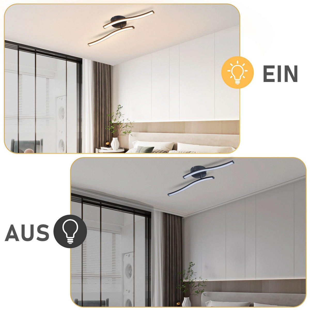 LED-DECKENLEUCHTE Kotz 10/51.5/7.3cm - Schwarz, Kunststoff (51.5/10/7.3cm) - Nettlife
