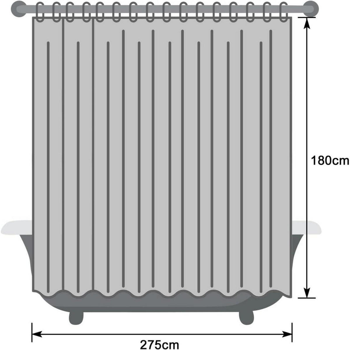 DUSCHVORHANG Weiß 275 x 180 cm Polyester Wasserdicht - Weiß, Textil (275/180cm)