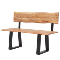 SITZBANK - Metall / Massivholz - Akazie Braun / Schwarz - Schwarz/Braun, Holz/Metall (180/85/50cm) - home24