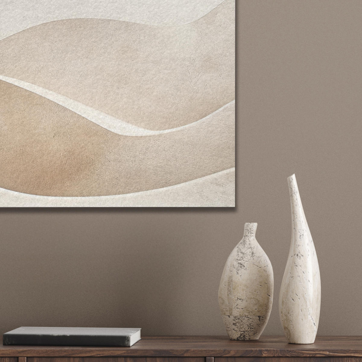 AKUSTIKBILD Beige - Natur - Abstrakt - Modern Wanddeko 70x50 cm - Beige, Kunststoff (70/50/0.9cm) - MuchoWow