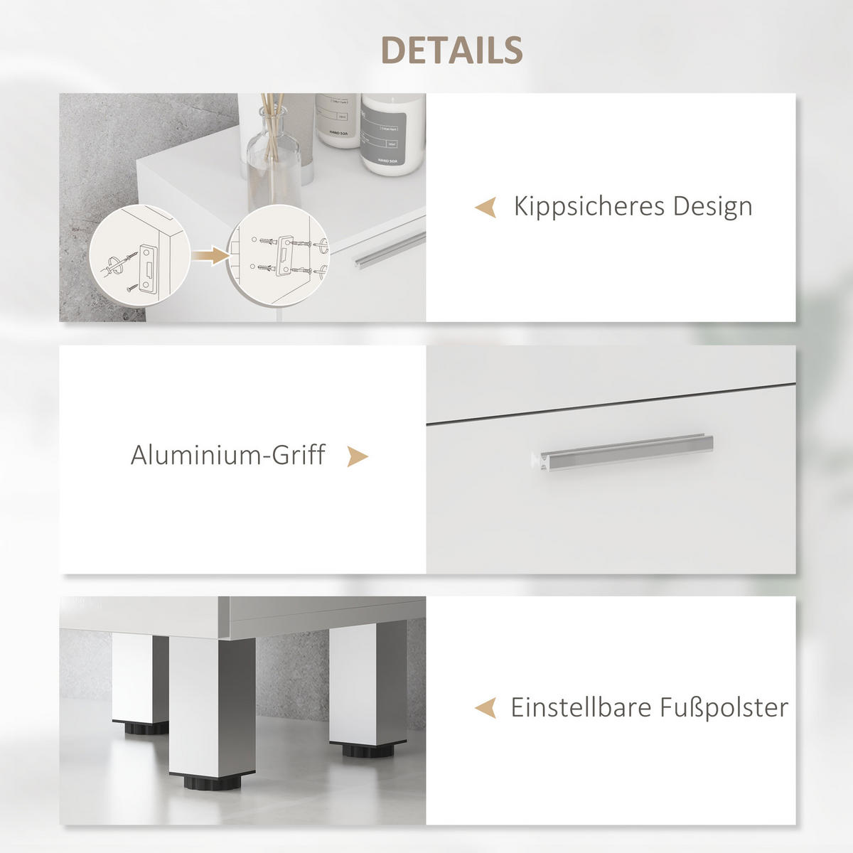 BADEZIMMERSCHRANK Spanplatte Weiß - Weiß, Holzwerkstoff (30/93/30cm) - Kleankin