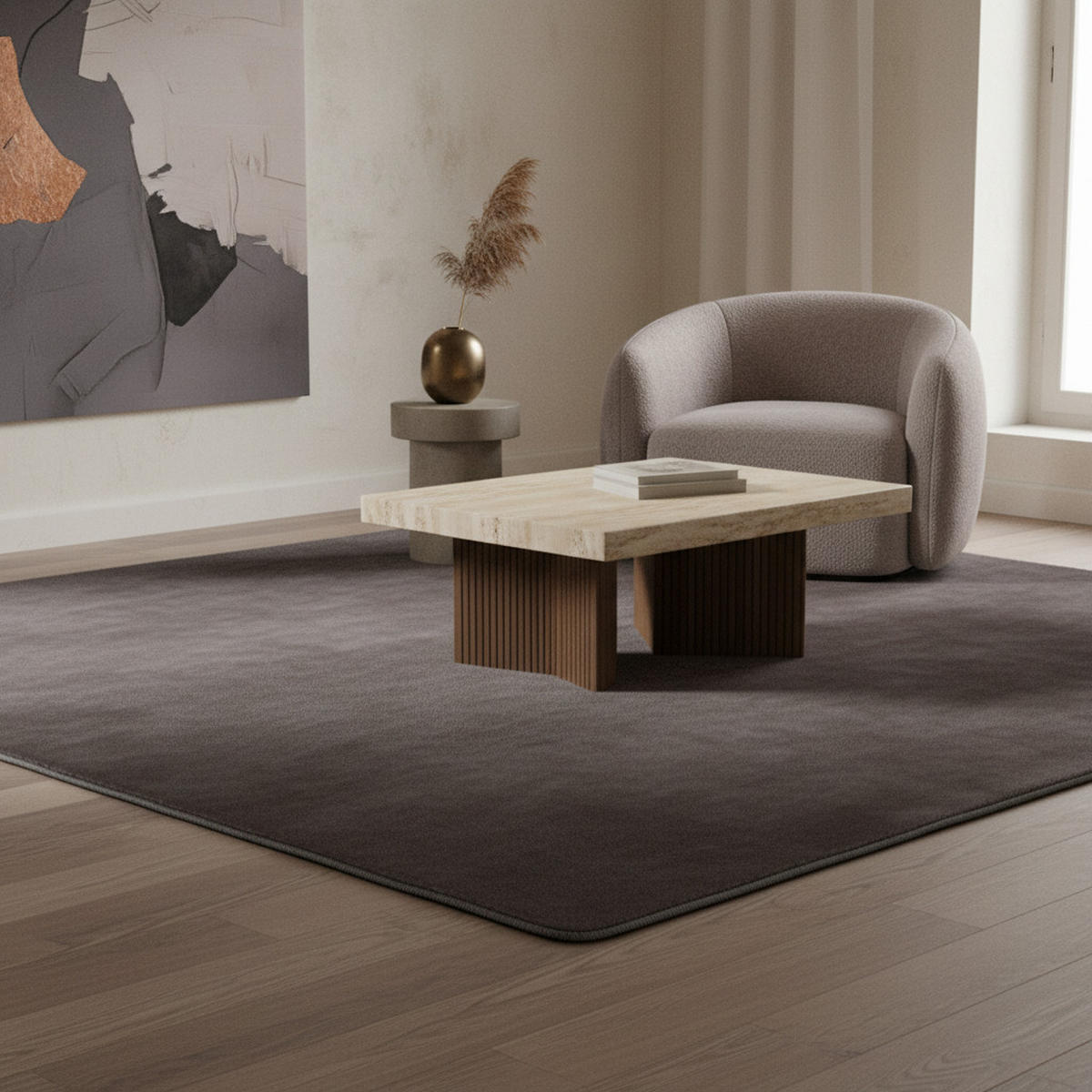 KURZFLORTEPPICH Waschbar ISAR, einfarbig, Grau, 240 x 340 cm - Grau, Textil (240/340cm) - KADIMA DESIGN