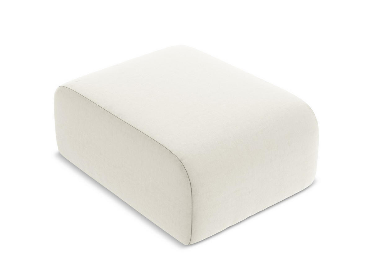 POUF Samt Stoff Beige - Creme/Schwarz, Holzwerkstoff/Kunststoff (72/42/94cm) - Makamii