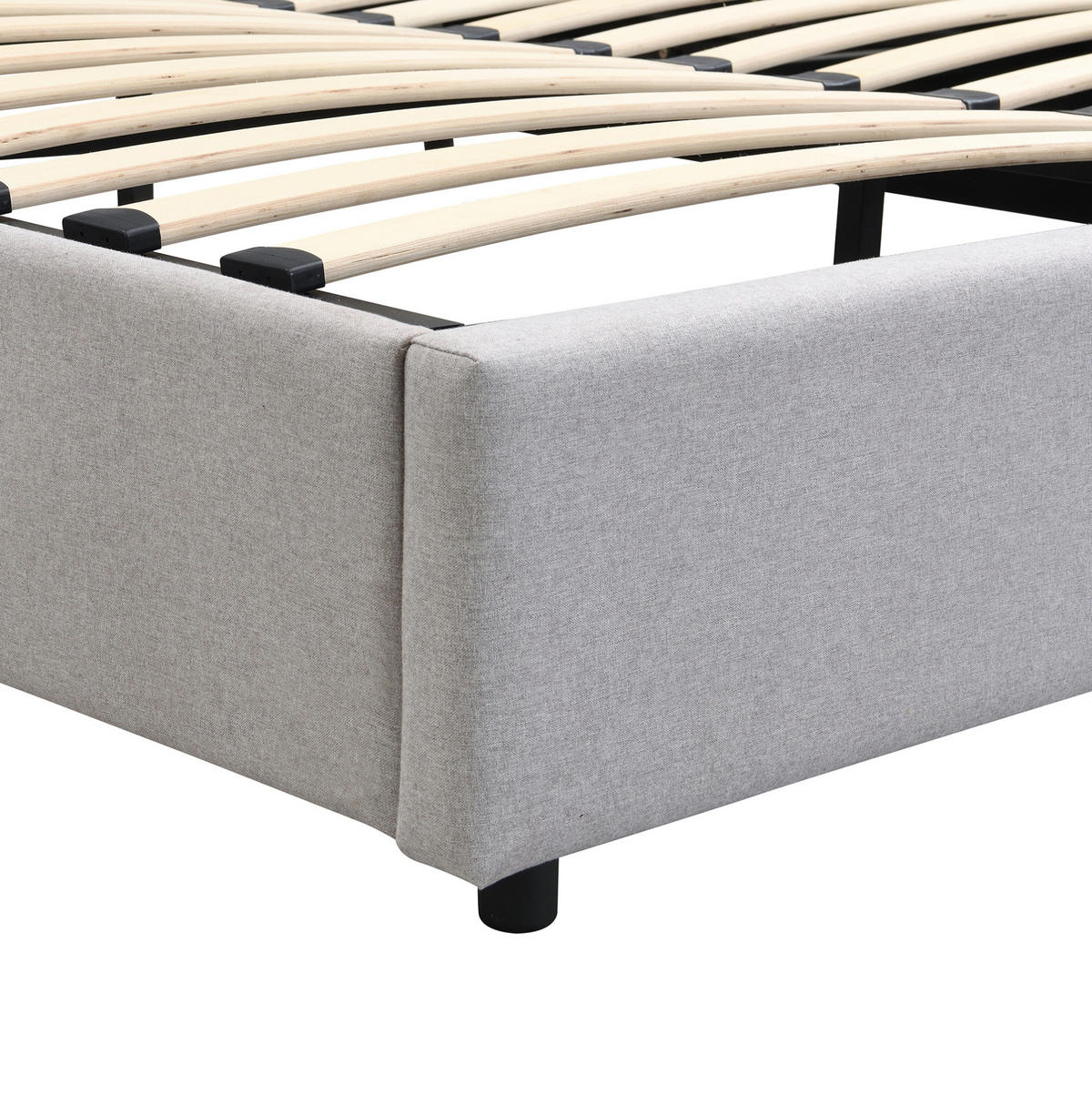 POLSTERBETT aus Leinen 180x200 cm in Grau mit USB & kabellosem Laden & Licht - Grau, Leder (180/200cm) - Modfu