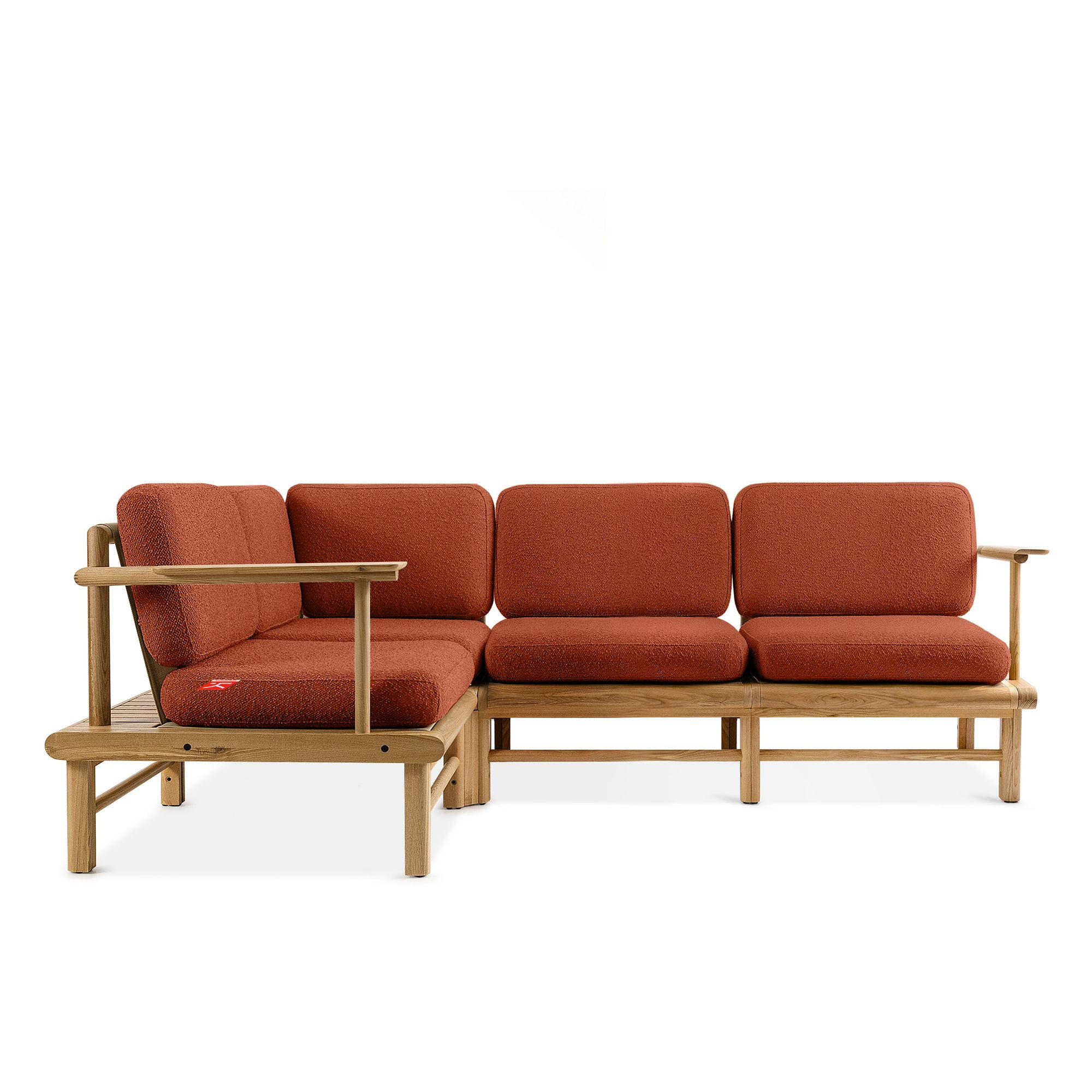 LOUNGESOFA ATREDA links - Orange, Holz/Textil (230/74/160cm) - KONSIMO®
