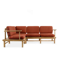 LOUNGESOFA ATREDA links - Orange, Holz/Textil (230/74/160cm) - KONSIMO®