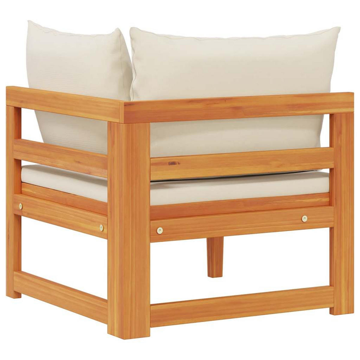 ECKSOFA mit Cremeweißen Kissen, 66/66/60 cm, aus massivem Akazienholz - Creme/Braun, Holz/Textil (66/60/66cm) - vidaXL