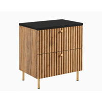 BADEZIMMERSCHRANK: Craft Eiche Gold / Platte Schwarz / Griffe Gold / Beine Gold, 60 x 44,4 x 73,6 cm - Eichefarben/Goldfarben, Holzwerkstoff (60/73.6/44.4cm) - 3XE LIVING