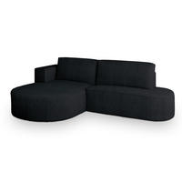 ECKSOFA CORTIO P L-S Schwarz Kordstoff mit Schlaffunktion - Schwarz, Holz (265/174cm) - MASSENO