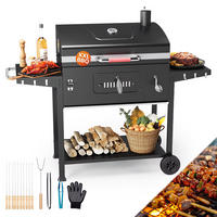 HOLZKOHLEGRILL Gartengrillwagen mit Thermometer - Schwarz, Metall (76/87/45.5cm) - Kaket