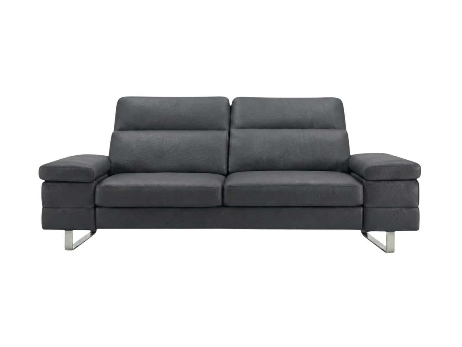 3-SITZER Sofa Virage Echtleder Anthrazit - Anthrazit, Leder/Metall (184/75/109cm)