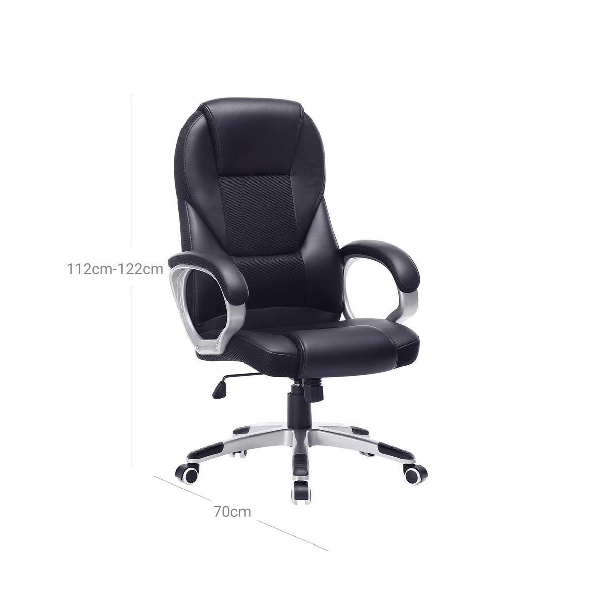 CHEFSESSEL - Schwarz, Leder (50/122/54cm) - Hansiro