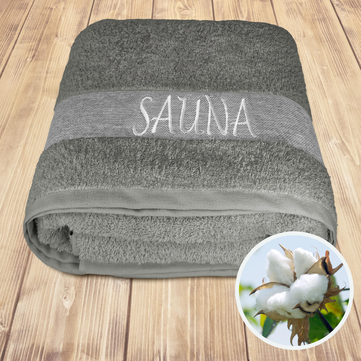 SAUNAHANDTUCH Lima Dunkelgrau 100x200 cm - Dunkelgrau, Naturmaterialien (100/200cm) - Lashuma
