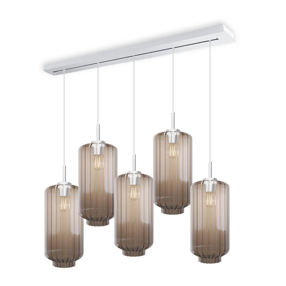 HÄNGELEUCHTE Velo 5-flammig Klar Ø 18cm - Klar/Weiß, Glas (18/18/33cm) - s.luce