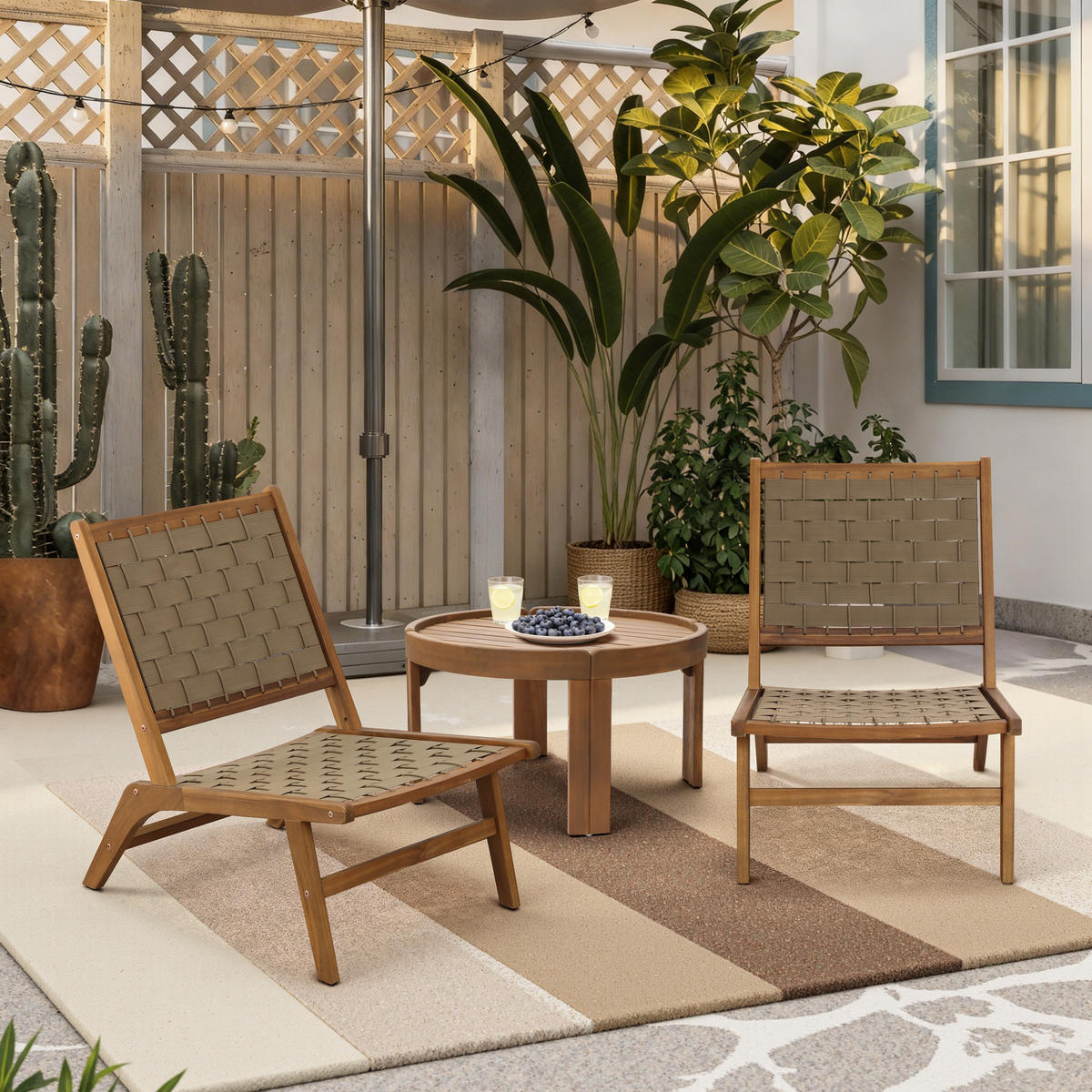 OUTDOOR Couchtisch | Ø70 x H40 cm - Braun, Holz (70/70/40cm) - Hometopia