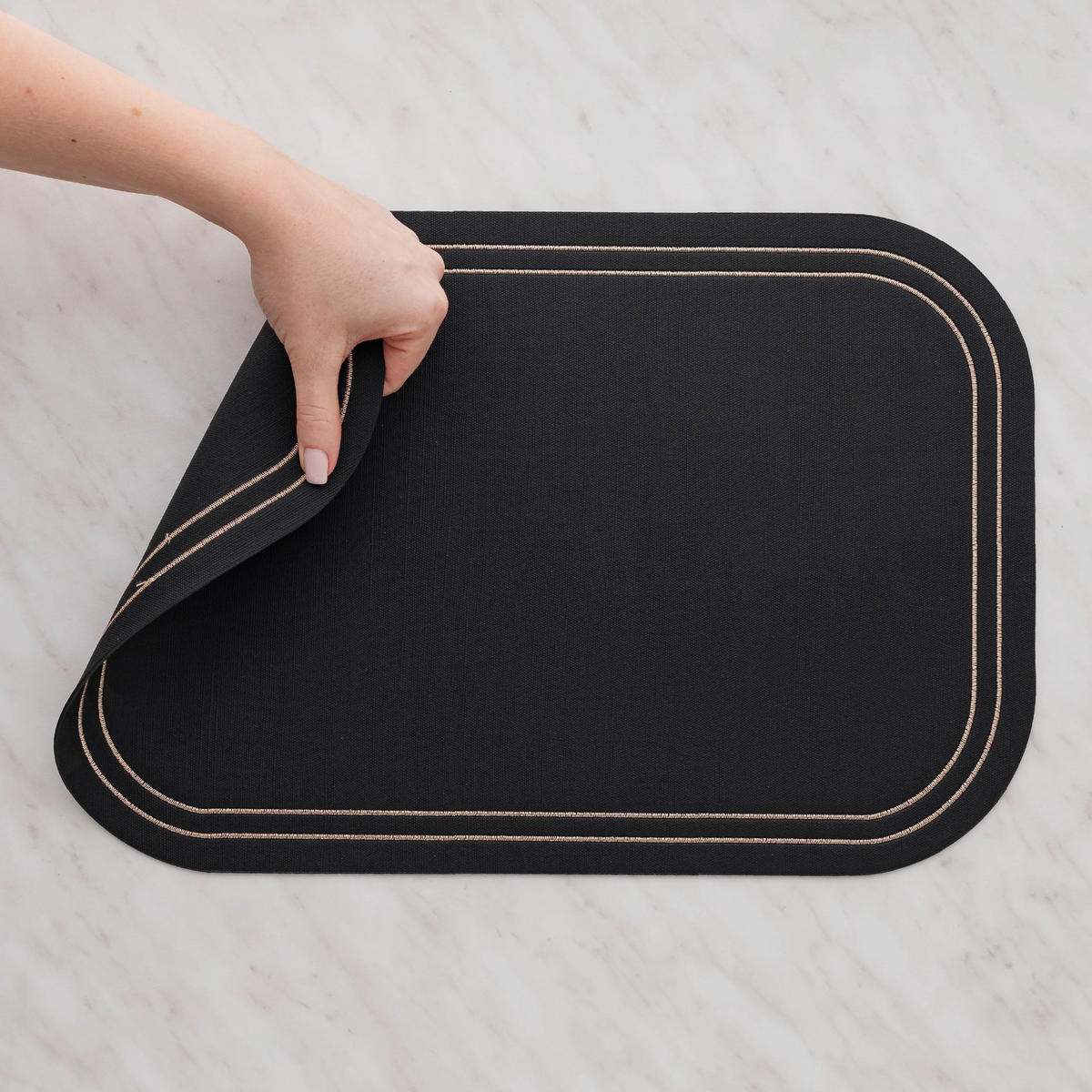 DEKORATIVES TISCHSET Ritera - Schwarz, Kunststoff (30/45/1cm) - home&you