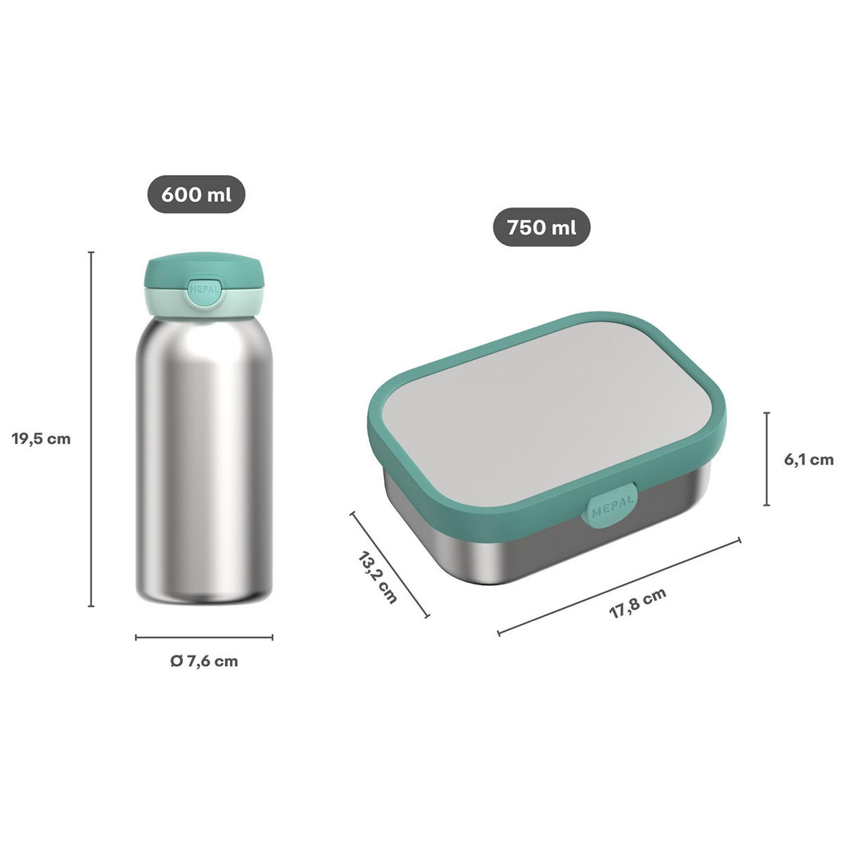 EDELSTAHL-LUNCHSET Campus Unicorn Glow 2er Set - Lila, Kunststoff/Metall (2/2/2cm) - Mepal