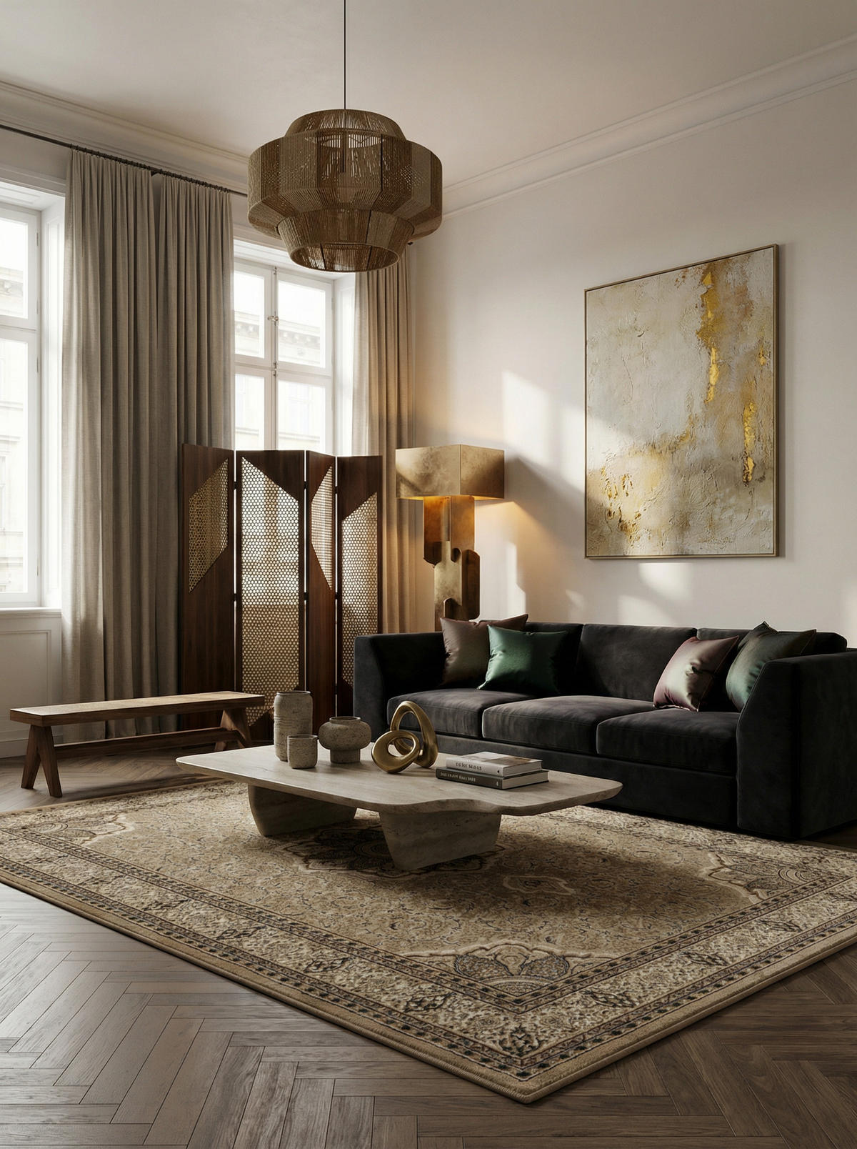 TEPPICH Kurzflor GEISLER in Beige, orientalisch, 240 x 340 cm - Beige, Textil (240/340cm) - KADIMA DESIGN