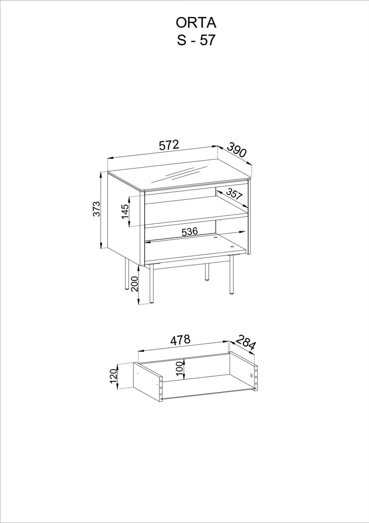 NACHTTISCH – S57 – 57 cm – Orta – Eiche - Eiche Artisan, Holzwerkstoff (57/57/39cm) - hi-markt