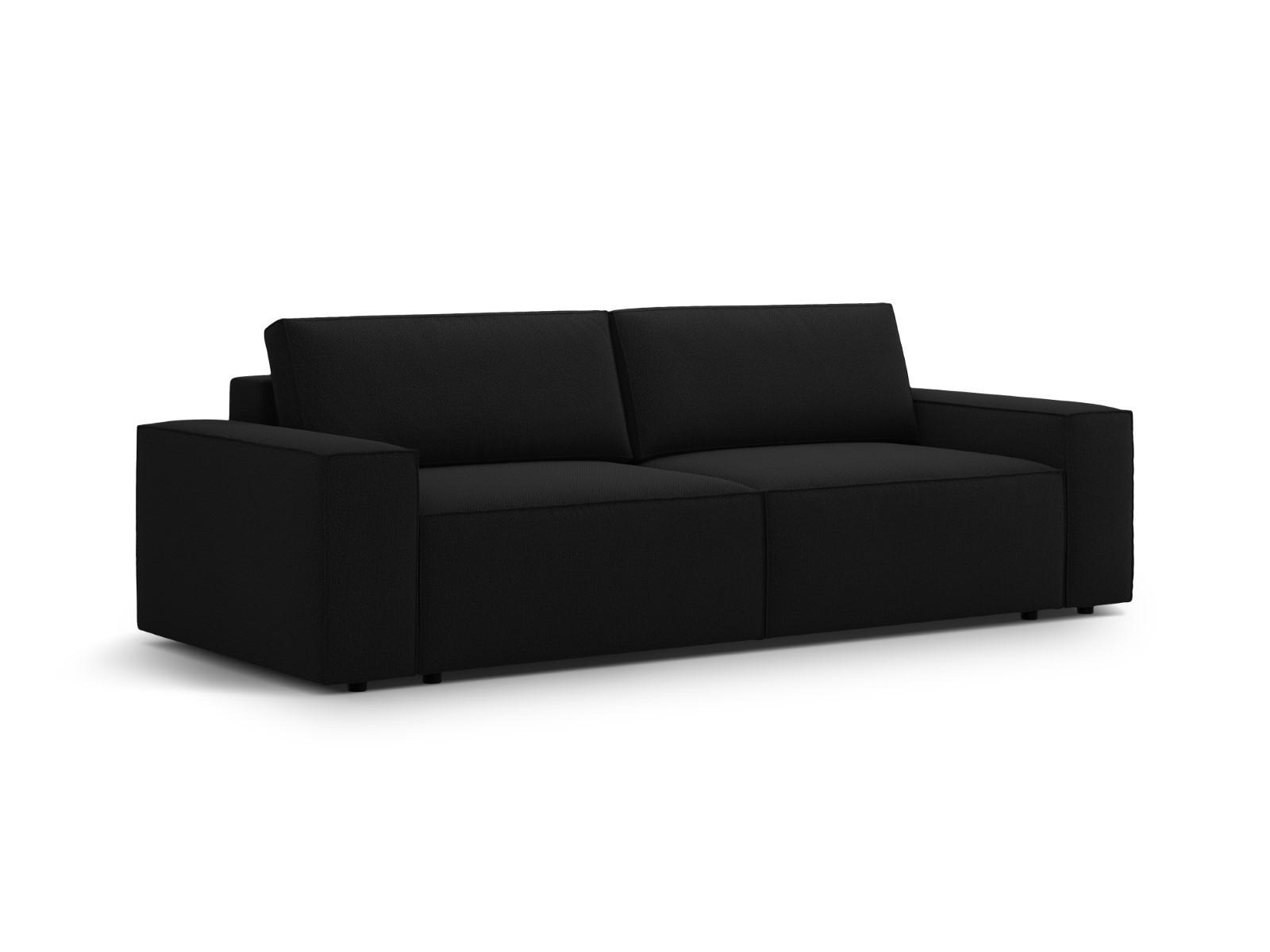 SOFA ausklappbar mit Bettkasten Jodie aus strukturiertem Stoff schwarz 3 Sitzplätze - Schwarz, Textil (107/86/247cm) - Micadoni