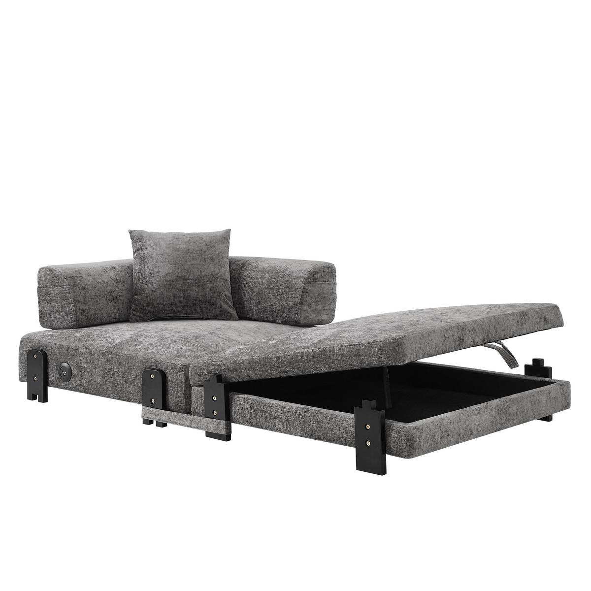 SCHLAFSOFA DE-35099 mit USB und Stauraum Dunkelgrau - Dunkelgrau, Textil (170.5/48/84cm) - ComfortXL