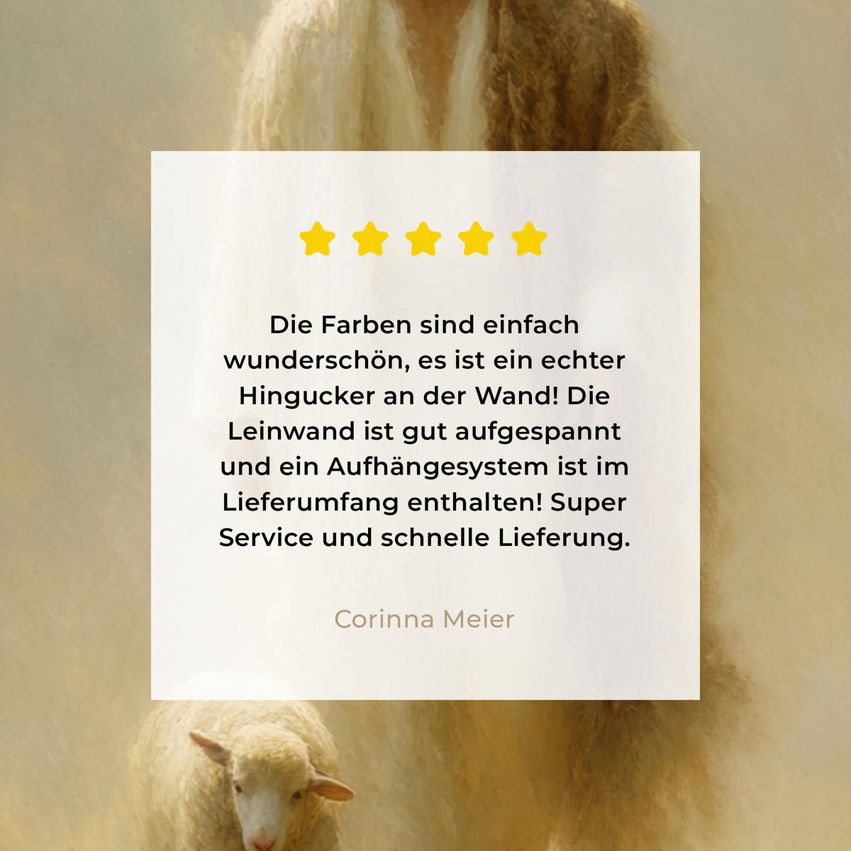 LEINWANDBILD Schaf - Jesus - Pinselstriche - Abstrakt Groß 140x90 cm - Sandfarben, Textil (140/90cm) - MuchoWow