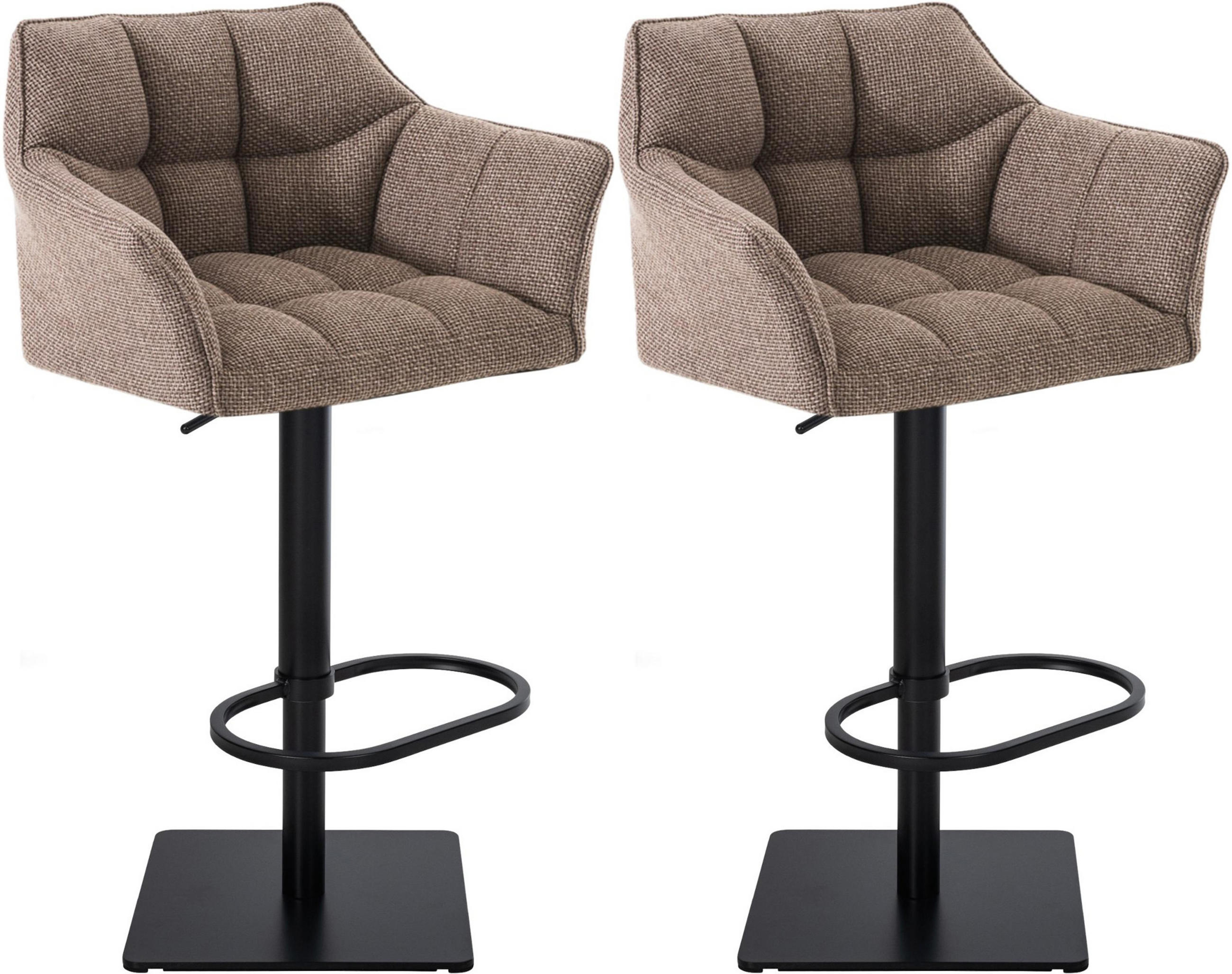 BARHOCKER 2er Set Damaskus Stoff schwarz terrabraun - Hellbraun/Schwarz, Textil/Metall (64/110/48cm) - TPFLiving