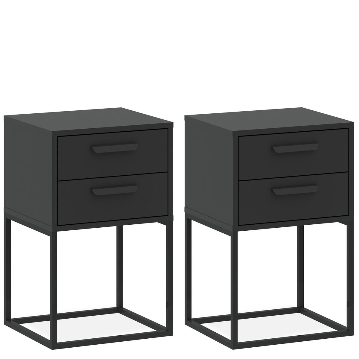 NACHTTISCH RECTUS 2-er Set - Anthrazit/Schwarz, Holzwerkstoff (40/65/39cm) - KONSIMO®