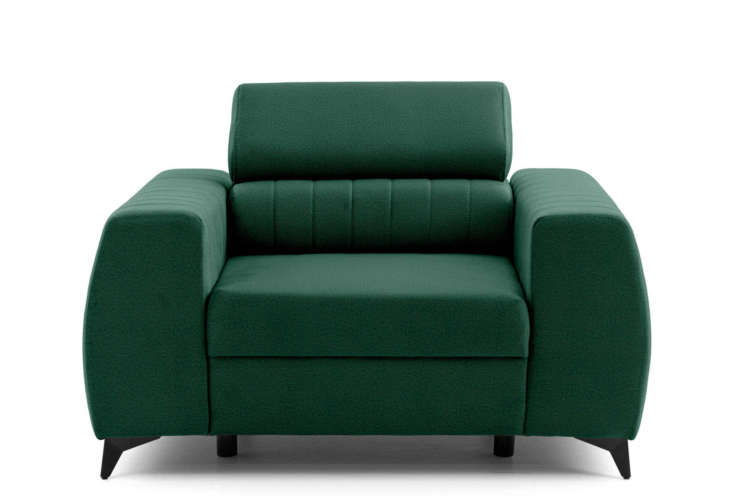 SESSEL PIERO mit verstellbare Kopfstütze Velours Dunkelgrün - Dunkelgrün/Schwarz, Holz/Textil (130/90/100cm) - Muffo