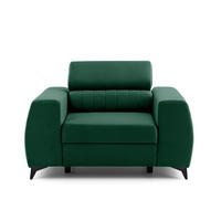 SESSEL PIERO mit verstellbare Kopfstütze Velours Dunkelgrün - Dunkelgrün/Schwarz, Holz/Textil (130/90/100cm) - Muffo