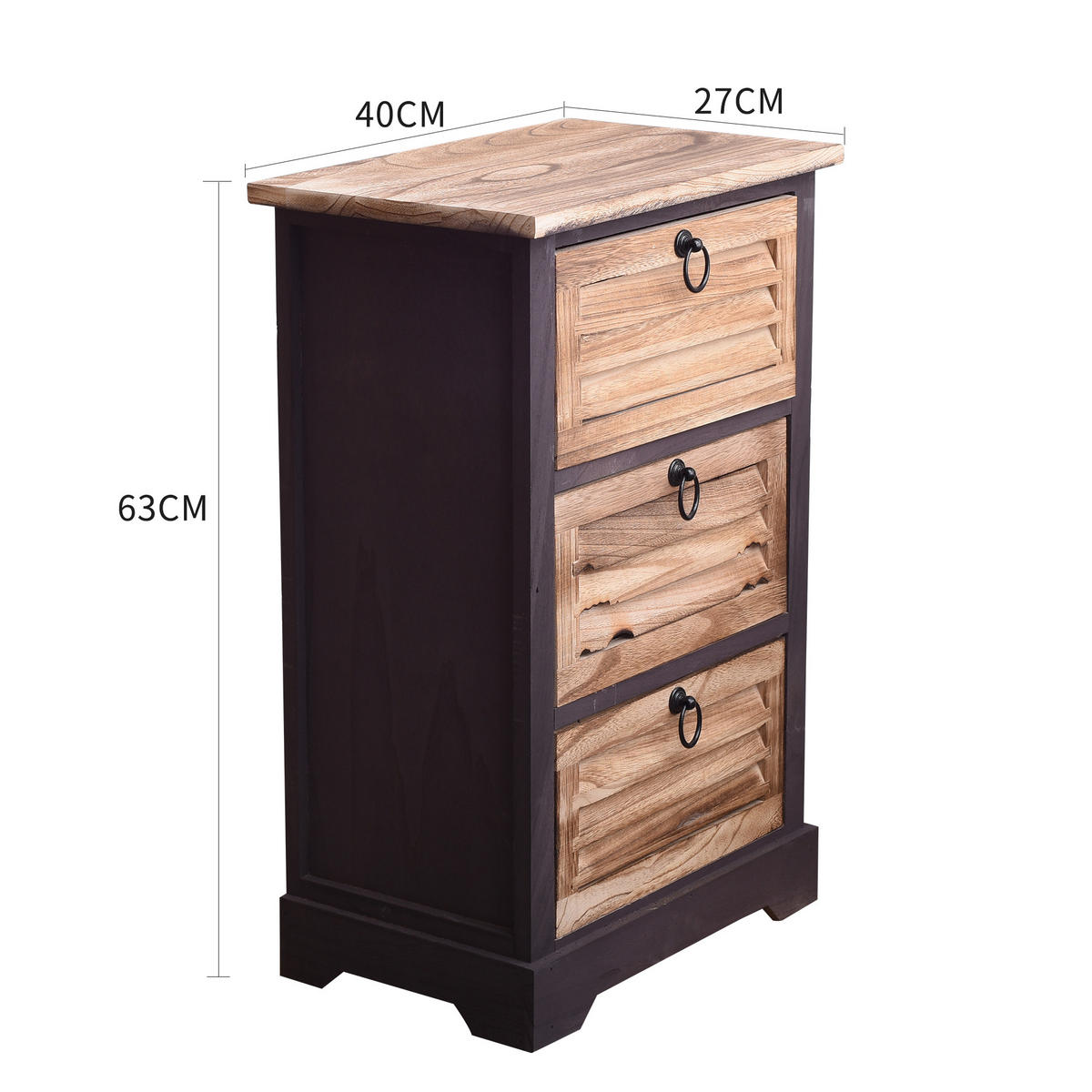 NACHTTISCH Schwarz 27/40/63 cm - Schwarz, Holz (27/63/40cm) - Mobili Rebecca