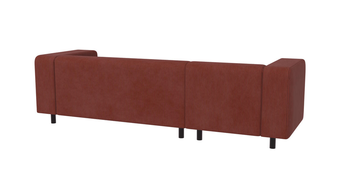 ECKSOFA Tove Terrakotta Cord - Ottomane links - Terra cotta/Schwarz, Holz/Kunststoff (240/142cm) - S-Style Möbel