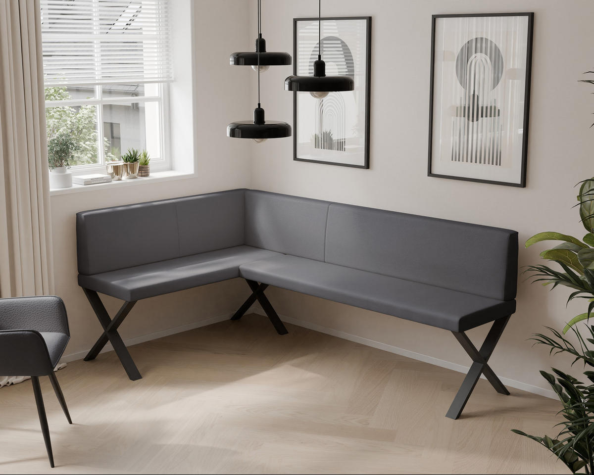 ECKBANK links VERO X Kunstleder glatt, 128/168 cm Dunkelgrau - Dunkelgrau, Kunststoff/Textil (128/168cm) - Idohome