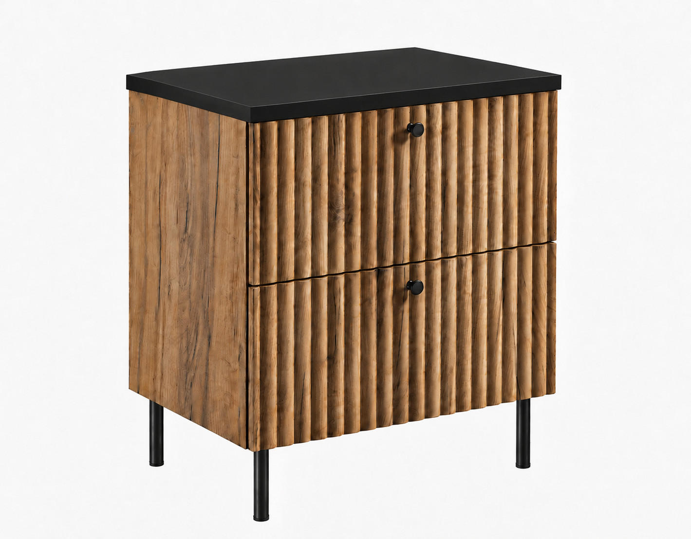 BADEZIMMERSCHRANK: Craft Eiche Gold / Platte Schwarz / Griffe Schwarz / Beine Schwarz, 60 x 44,4 x 73,6 cm - Eichefarben/Schwarz, Holzwerkstoff (60/73.6/44.4cm) - 3XE LIVING