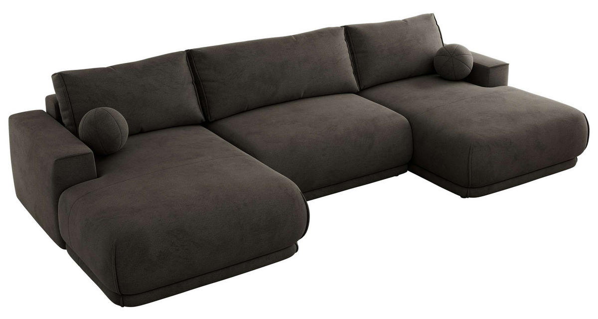 SEDACIA SÚPRAVA RINA U Tmavosivá Zamat - čierna/tmavosivá, textil/plast (360/85/170cm) - MKS