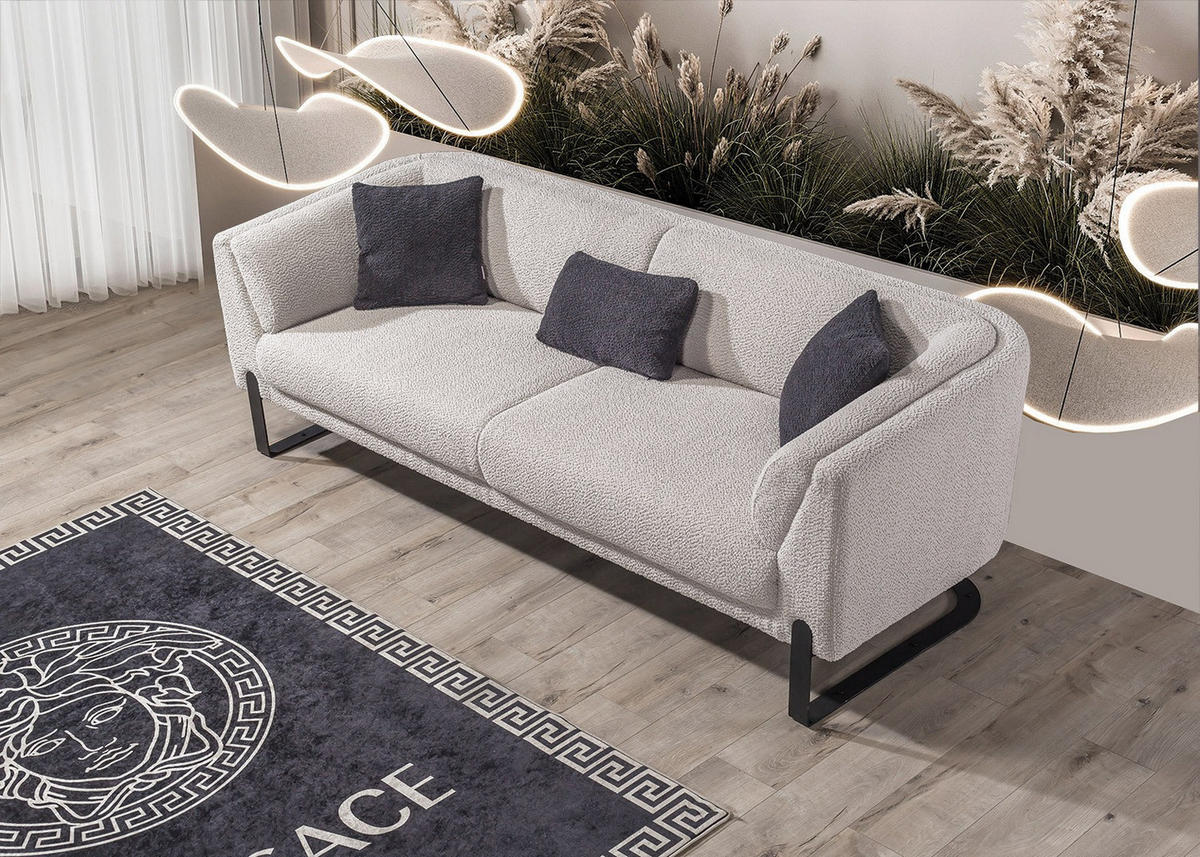 2-SITZER Sofa SILVANA, Cremeweiß - Beige, Textil/Metall (195/75/86cm) - Villa Möbel