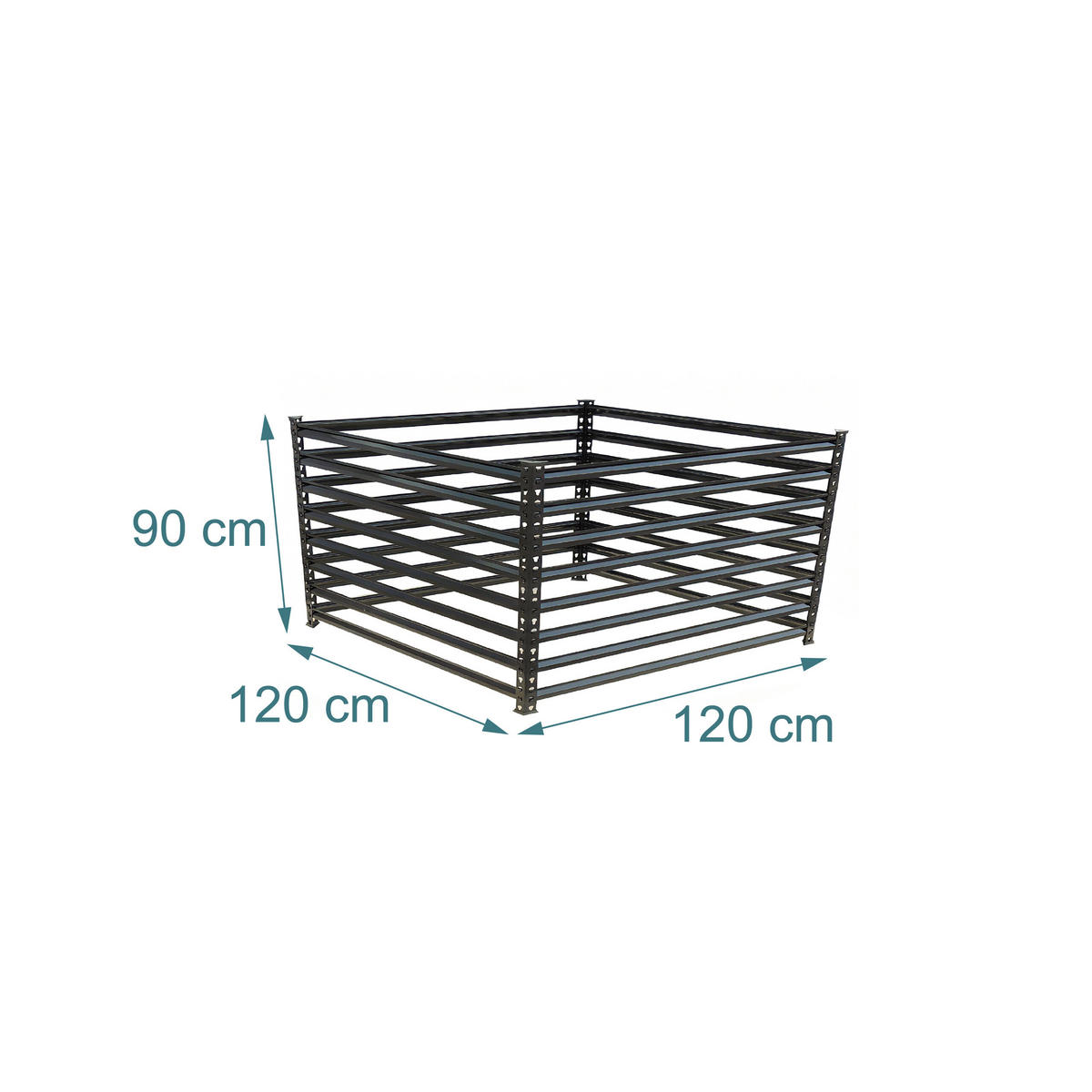 KOMPOSTÉR Černý pozinkovaná ocel - černá, kov/plast (120/91.3/120cm) - Relaxdays