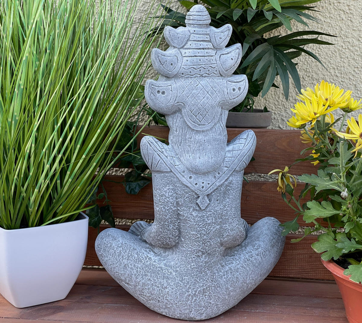 STEINFIGUR indische Göttin Sarasvati Shiva frostfest Steinguss - Grau, Stein (26/41/17cm) - stoneandstyle