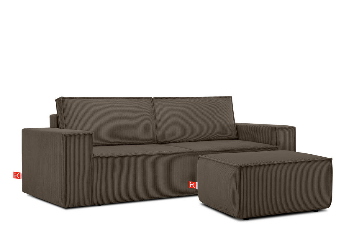 SITZPOUF NAPI gefederte Sitzfläche, braun - Schwarz/Braun, Textil (83/45/83cm) - KONSIMO®