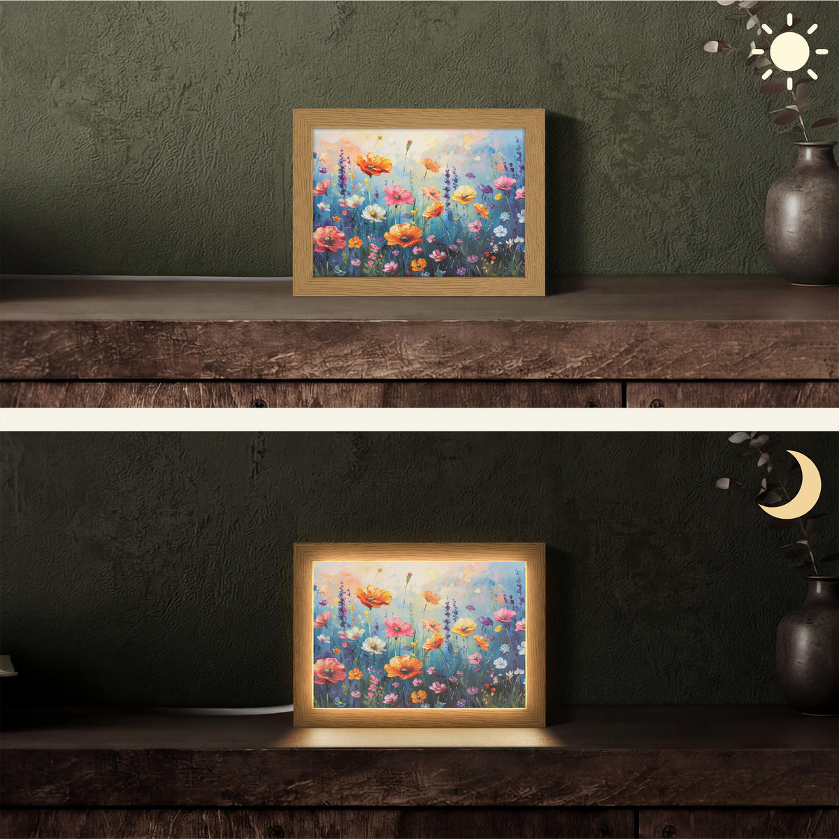 STOLNÍ LAMPA Květiny - Příroda - Akvarel - Umění 20x15 cm - starorůžová, kompozitní dřevo (8/20/15cm) - OnlyWow