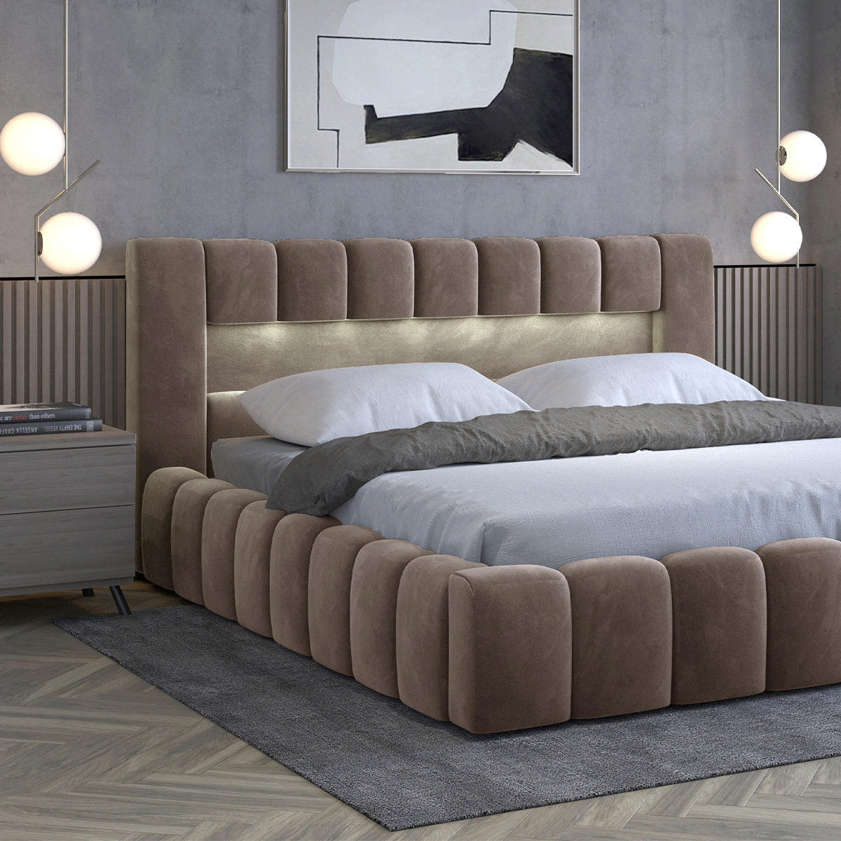 BOXSPRING POSTEL 160/200 Auria Hnědá - hnědá, dřevo (160/200cm) - Petits-meubles