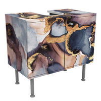 WASCHBECKENUNTERSCHRANK Marmor Aquarell mit Gold 60/55/35 cm - Goldfarben, Holzwerkstoff (60/55/35cm) - Bilderwelten
