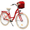 CITY-FAHRRAD Milord mit Metallkorb, 26 Zoll, Rot, 3-Gang - Rot, Metall (46cm) - Milordbikes