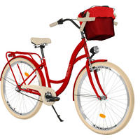 CITY-FAHRRAD Milord mit Metallkorb, 26 Zoll, Rot, 3-Gang - Rot, Metall (46cm) - Milordbikes