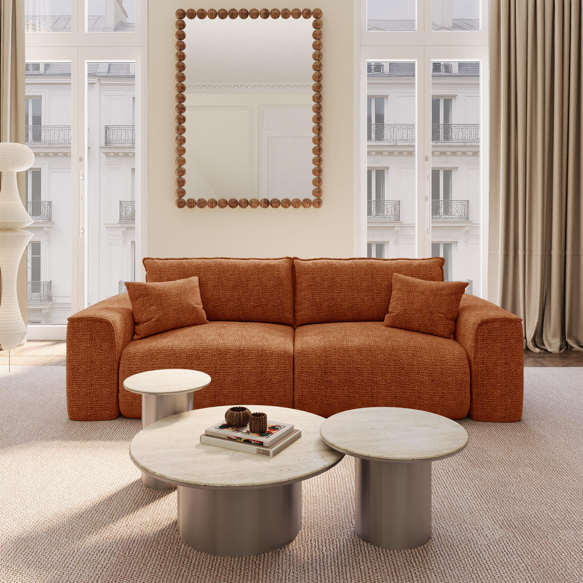 SCHLAFSOFA mit Stauraum COMO Köpergewebe mit weichem Griff Terrakotta 254cm - Dunkelorange/Terracotta, Textil (254/78/95cm) - Premium Interiors